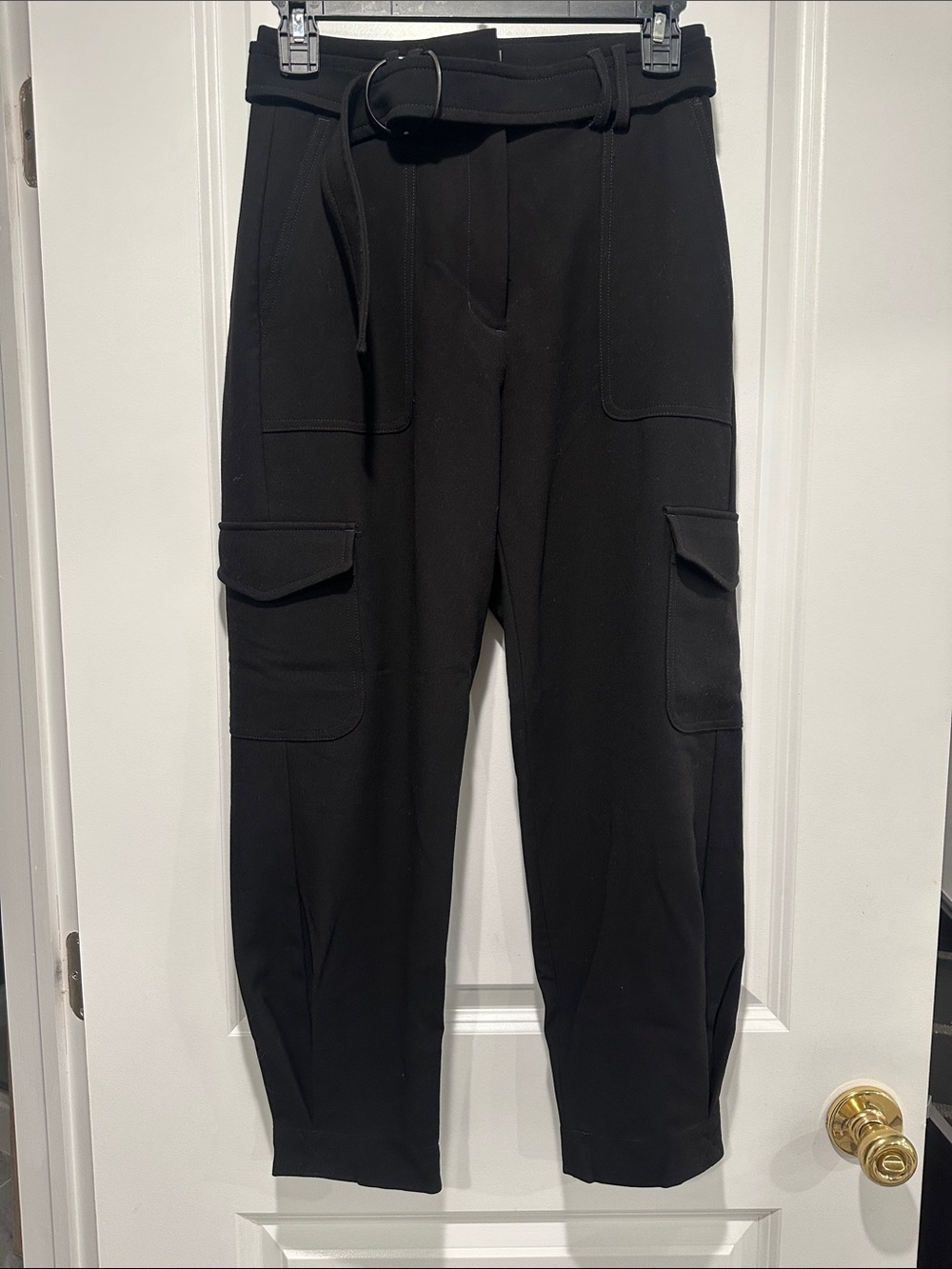 Express Black Cargo Belted Jogger Pants